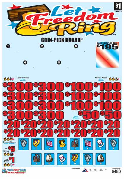 Let Freedom Ring Coin-Pick Board 5W $1 8@$300 $1B 25% 6480 LS
