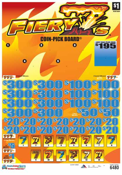 Fiery 7's Coin-Pick Board 5W $1 8@$300 $1B 25% 6480 LS