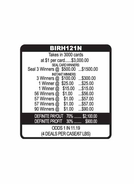 Birdies and Beer Seal 5W $1 3@$500 $1B 30% 3000