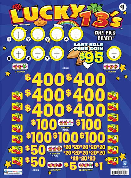 Lucky 13's Coin Pick-Board 3W $1 6@$400 $1B 29% 6480 LS