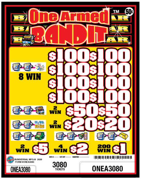 One Armed Bandit 3W $0.50 8@$100 $1B 25% 3080
