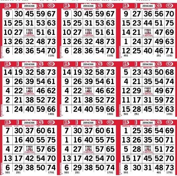 Capitol 9 ON SQ 1 UP L 27001-36000 B RED