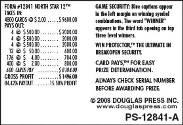 North Star 12 5W $2 12@$500 $2B 16% 4800