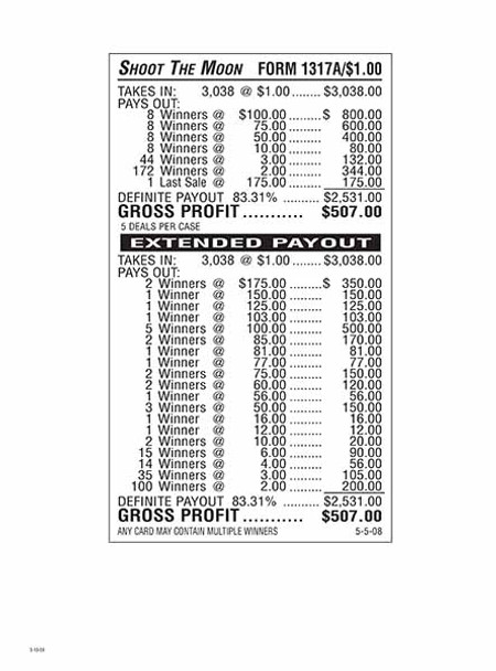 Shoot the Moon 3W $1 8@$100 (1@$175) $2B 17% 3038 LS