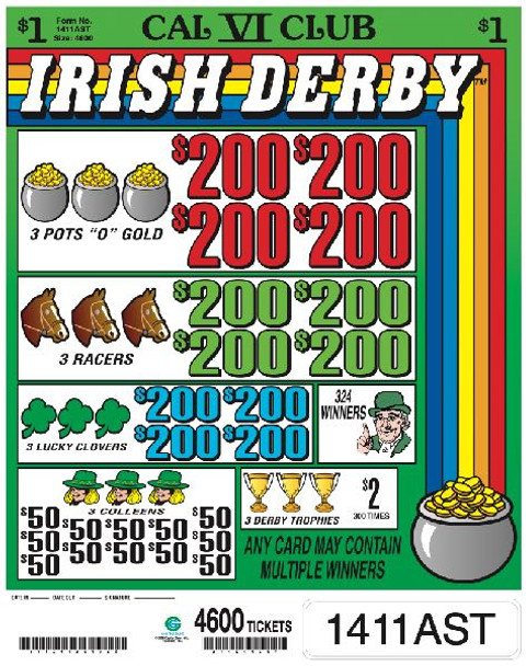 Irish Derby 5W $1 12@$200 $2B 22% 4600
