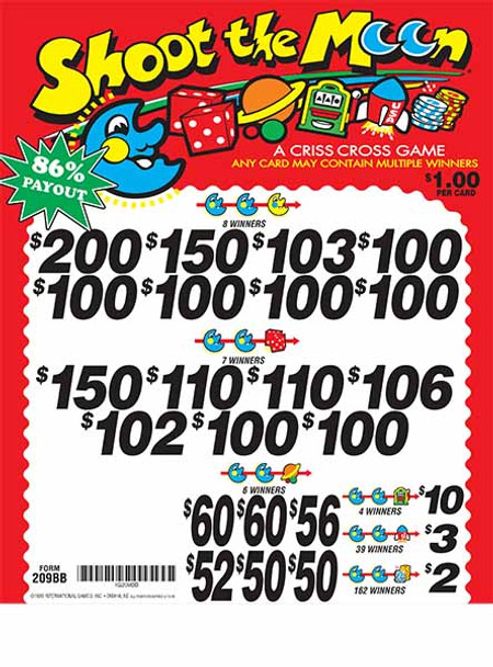 Shoot the Moon 3W $1 16@$100 (1@$200) $2B 14% 2940