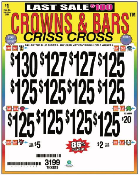 Crowns & Bars 3W $1 12@$125 (1@$130) $2B 15% 3199 LS