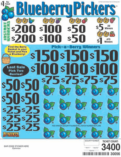 Blueberry Pickers PK 3W $1 2@$200 $1B 21% 3400 LS