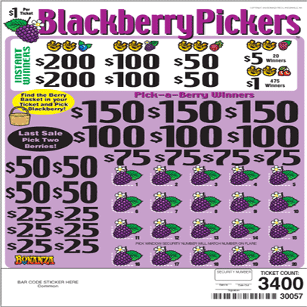 Blackberry Pickers PK 3W $1 2@$200 $1B 21% 3400 LS