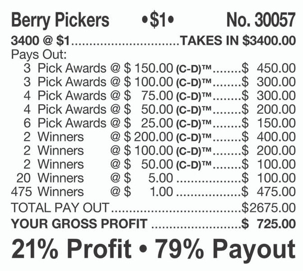 Blackberry Pickers PK 3W $1 2@$200 $1B 21% 3400 LS
