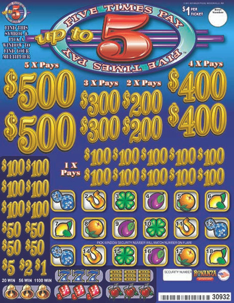 Up to 5 Times Pay PK 3W $1 2@$500 $1B 20% 7360