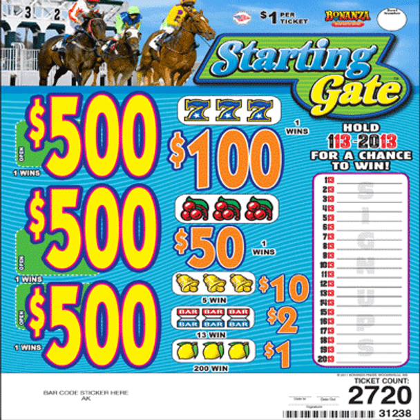 Starting Gate Seal 3W $1 3@$500 $1B 29% 2720
