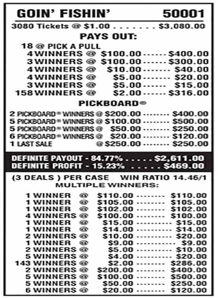 Goin' Fishin' PK 5W $1 16@$100 (2@$200) $2B 15% 3080 LS