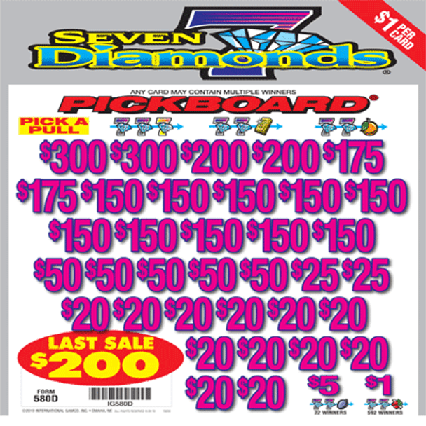 Seven Diamonds PK 3W $1 18@$150 (2@$300) $1B 19% 5292 LS