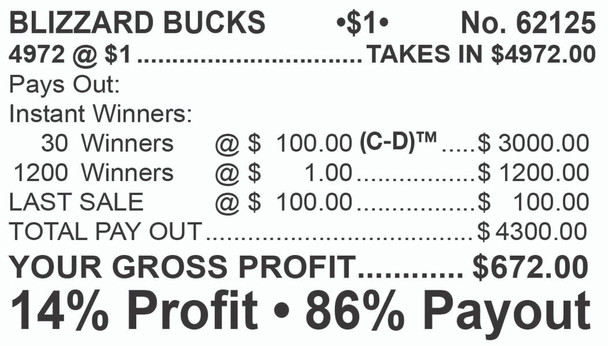 Blizzard Bucks Chip $1 30@$100 $1B 14% 4972 LS
