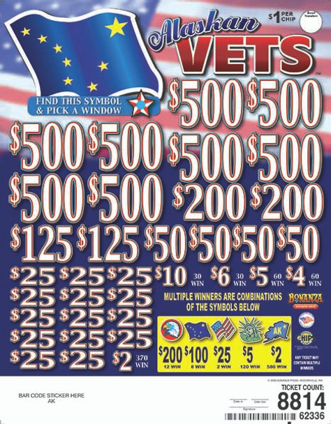 Alaskan Vets Big Pic Chip $1 8@$500 $2B 21% 8814