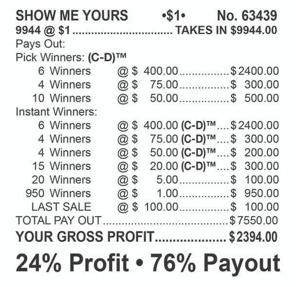 Show Me Yours Big Pic Chip $1 12@$400 $1B 24% 9944 LS