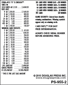 8 is Enough 3W $2 8@$200 $2B 19% 3024 LS