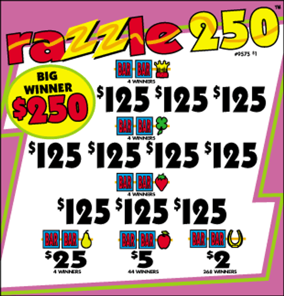 Razzle 250 3W $1 12@$100 (1@$250) $2B 25% 3136