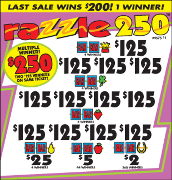 Razzle 250 3W $1 12@$100 (1@$250) $2B 18% 3136 LS