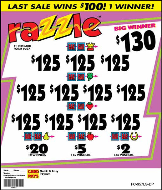 Razzle 3W $1 12@$100 (1@$130) $2B 12% 3080 LS