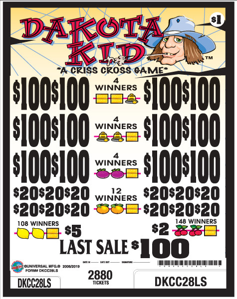 Dakota Kid 3W $1 12@$100 $2B 18% 2880 LS