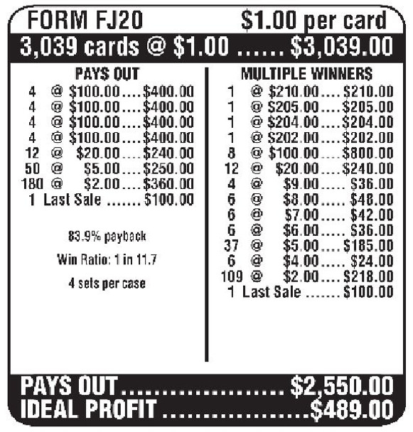 Double Criss Cross Stars 3W $1 16@$100 (4@$200) $2B 16% 3039 LS