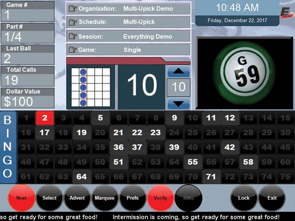 E-max Express Bingo Console