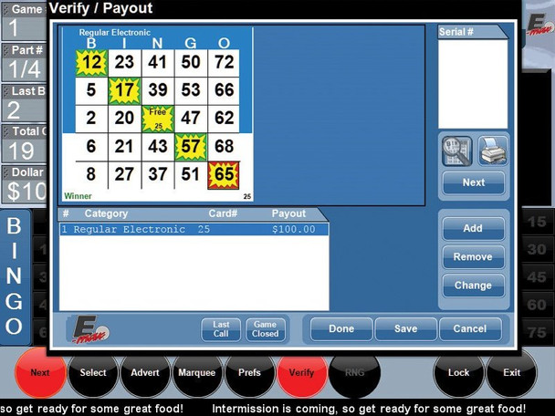 E-max Express Bingo Console