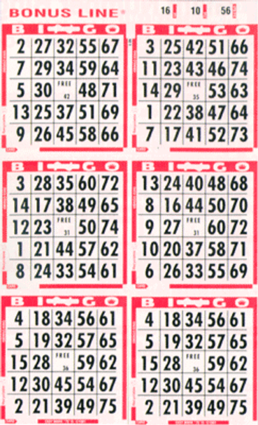 Bingo King 6 ON V 1 UP L 01-9000 BONUS LINE RED