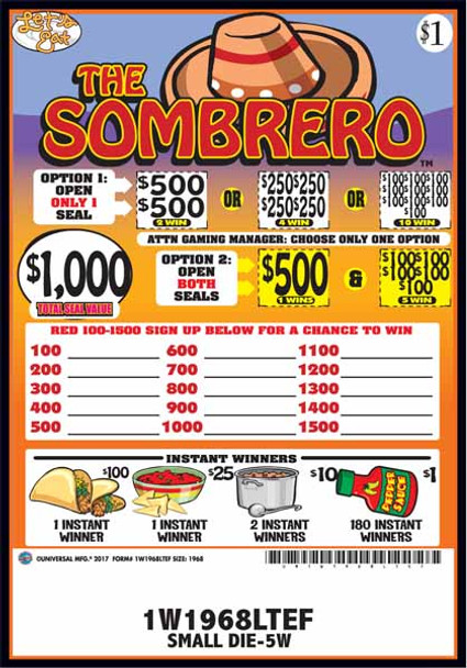 The Sombrero Seal 1W $1 2@$500 $1B 32% 1968