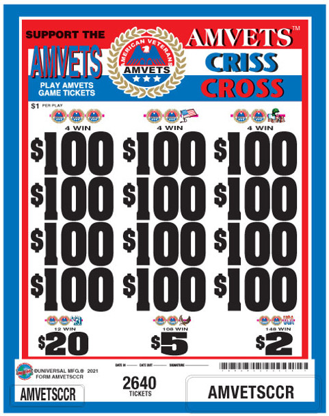 Amvets Criss Cross 3W $1 12@$100 $2B 14% 2640