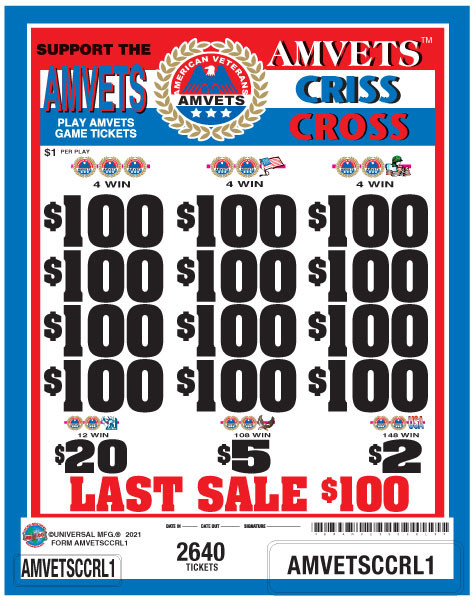 Amvets Criss Cross 3W $1 12@$100 $2B 10% 2640 LS