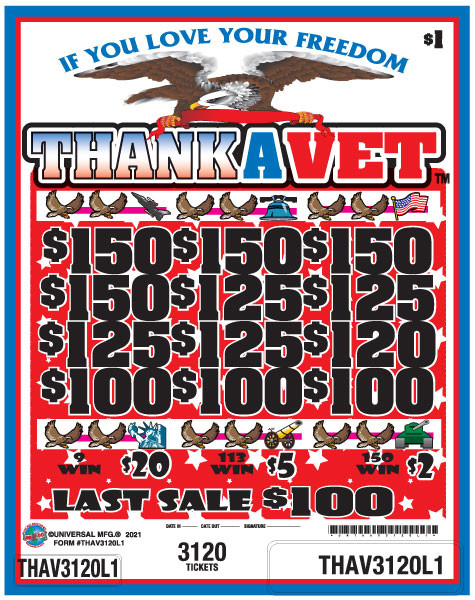 Thank a Vet 3W $1 12@$150 (4@$150) $2B 15% 3120 LS