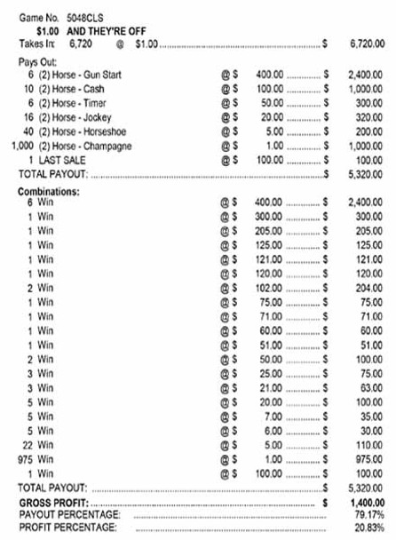 And They're Off 3W $1 6@$400 $1B 20% 6720 LS