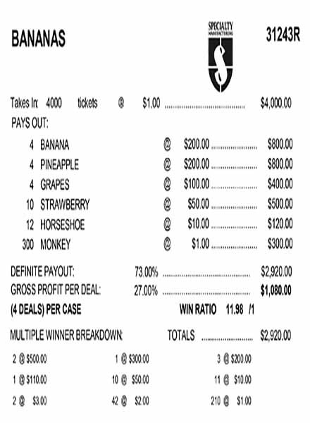 Bananas 3W $1 8@$200 (2@$500) $1B 27% 4000