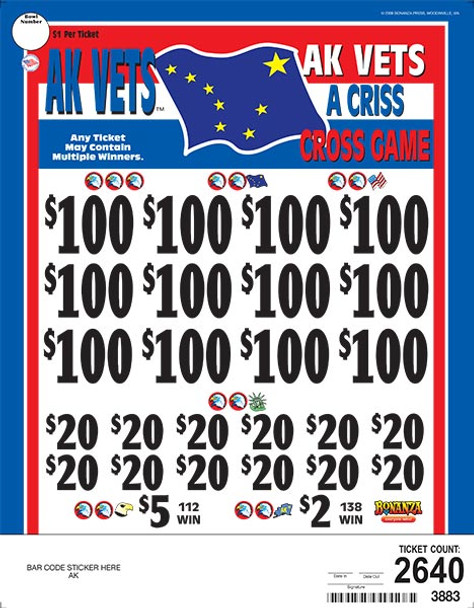 AK Vets Criss Cross 3W $1 12@$100 $2B 14% 2640