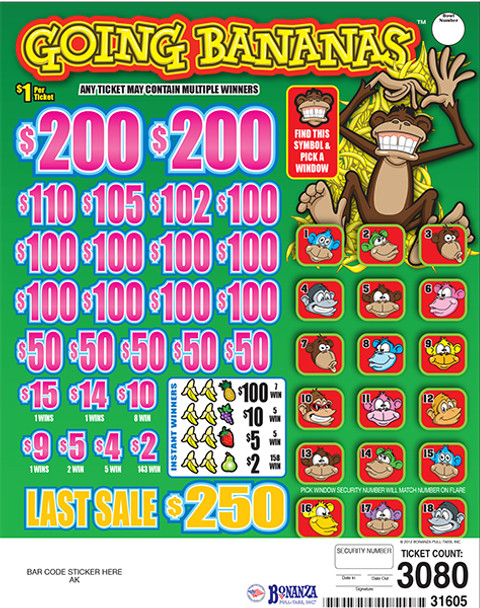 Going Bananas PK 3W $1 16@$100 (2@$200) $2B 17% 3080 LS