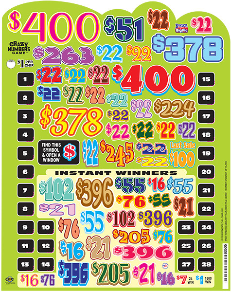 Crazy Numbers Game Big Pic Chip $1 8@$400 $1B 24% 9944 LS