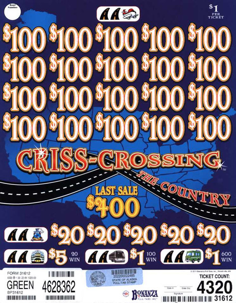 Criss Crossing the Country 3W $1 20@$100 $1B 24% 4320 LS