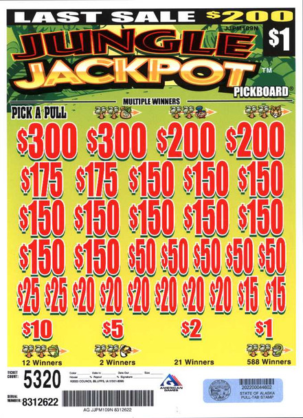 Jungle Jackpot PK 3W $1 18@$150 (2@$300) $1B 20% 5320 LS