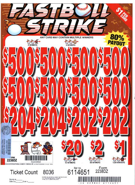 Fastball Strike 3W $1 8@$500 $1B 19% 8036