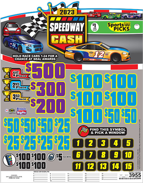Speedway Cash Seal Big Pic Chip $1 1@$500 $5B 34% 3955