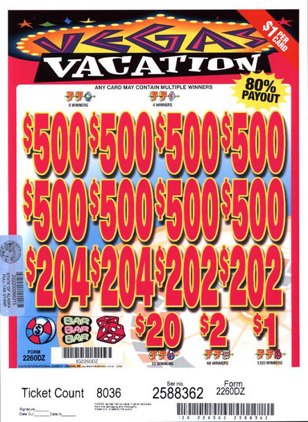 Vegas Vacation 3W $1 8@$500 $1B 19% 8036