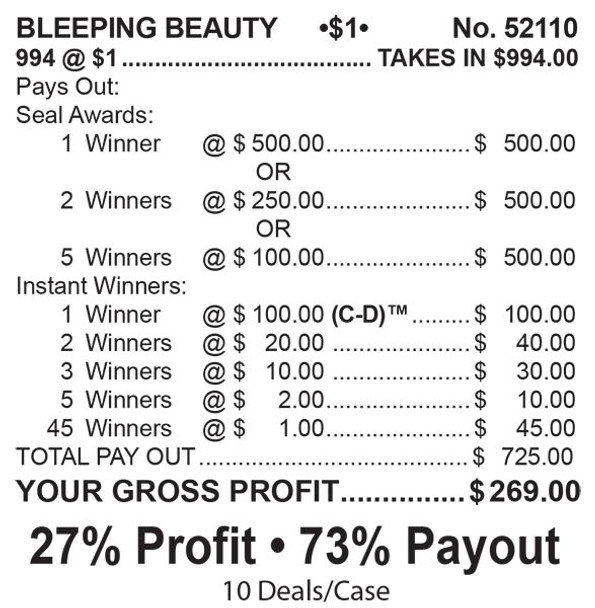 Bleeping Beauty Seal 5W $1 1@$500 $1B 27% 994
