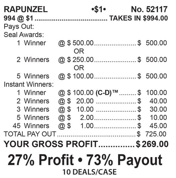 Rapunzel Seal 5W $1 1@$500 $1B 27% 994