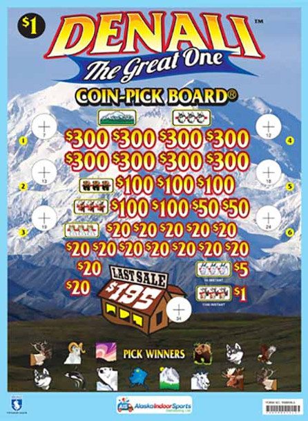 Denali the Great One Coin-Pick Board 5W $1 8@$300 $1B 28% 6480 LS