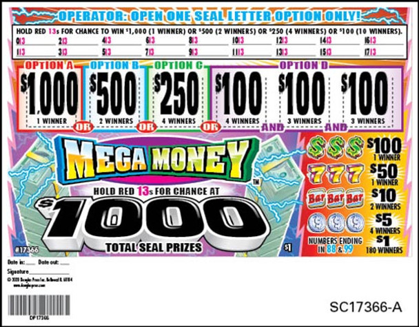 Mega Money Seal 5W $1 2@$500 $1B 27% 1880