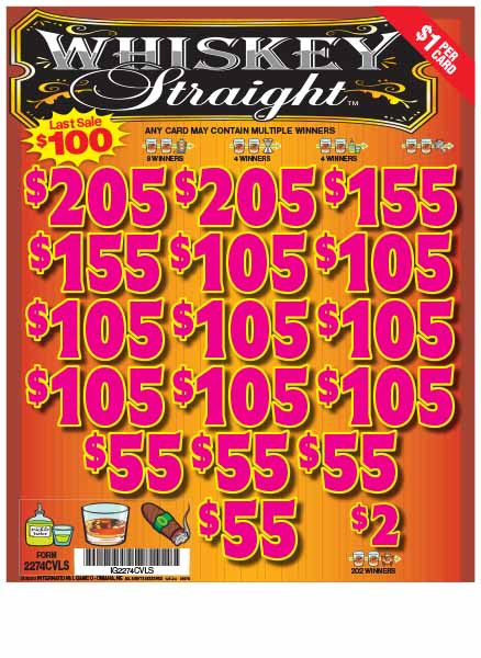 Whiskey Straight 3W $1 10@$100 (2@$205) $2B 17% 2744 LS