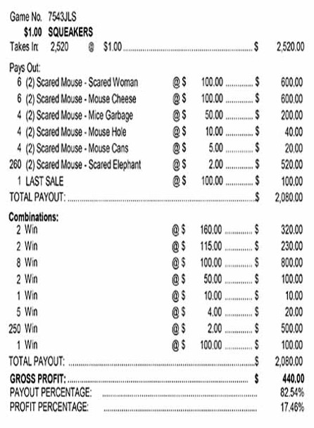 Squeakers 3W $1 12@$100 (2@$160) $2B 17% 2520 LS